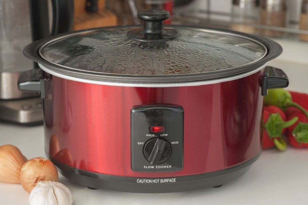 red traditional slow cooker